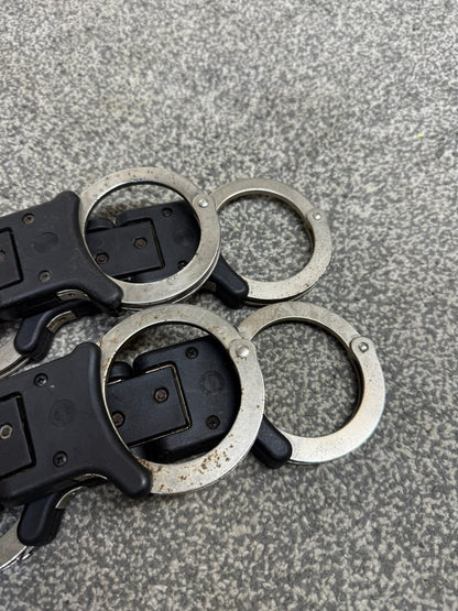 4x Ex Police Hiatt Folding Handcuffs Job Lot Cuffs Spares Repair Film Props
