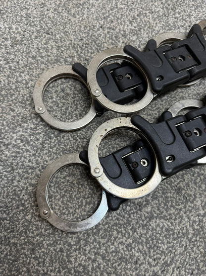 4x Ex Police Hiatt Folding Handcuffs Job Lot Cuffs Spares Repair Film Props