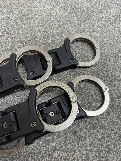 4x Ex Police Hiatt Folding Handcuffs Job Lot Cuffs Spares Repair Film Props