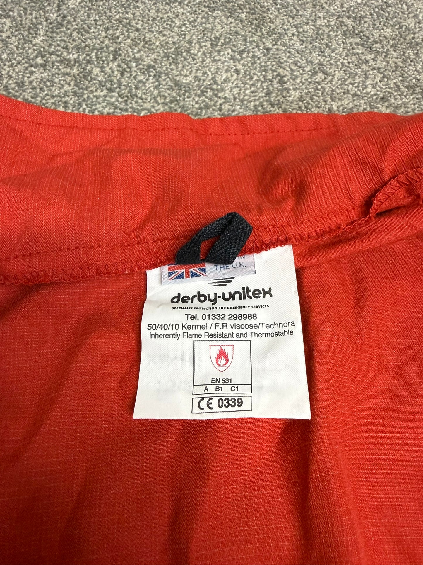 Ex Police Red Derby Unitex Coverall Riot Suit Flame Resistant Riot Overalls 42.5"