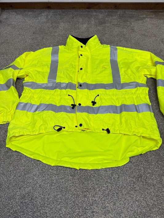 Ex Police Hi Vis Waterproof Cycling Jacket Cycle Coat Scooped Security Walking - XXL