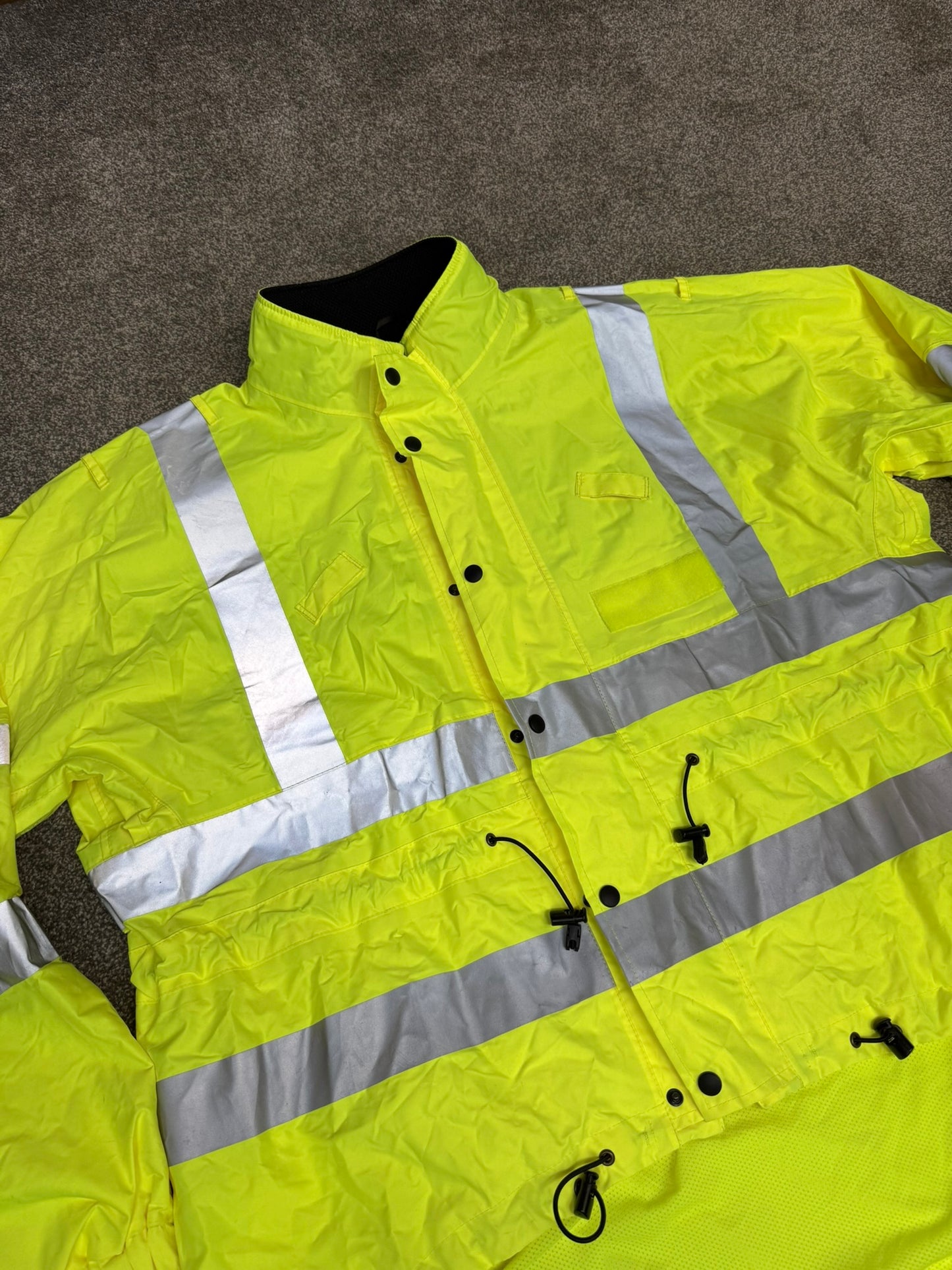 Ex Police Hi Vis Waterproof Cycling Jacket Cycle Coat Scooped Security Walking - XXL