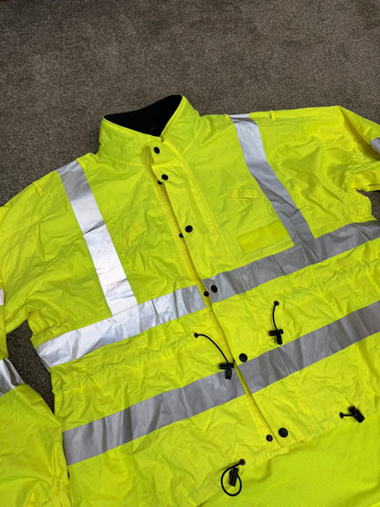Ex Police Hi Vis Waterproof Cycling Jacket Cycle Coat Scooped Security Walking - XXL