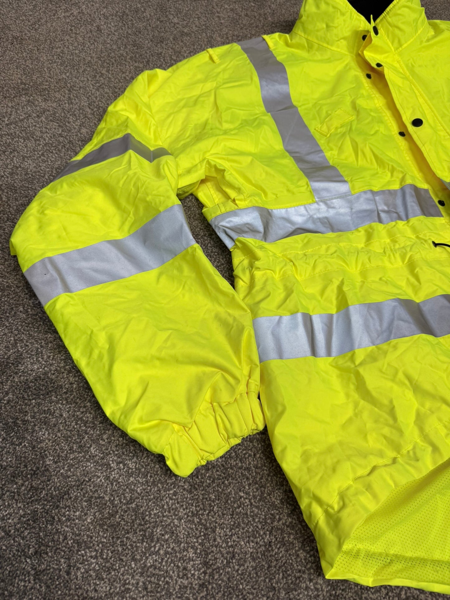 Ex Police Hi Vis Waterproof Cycling Jacket Cycle Coat Scooped Security Walking - XXL