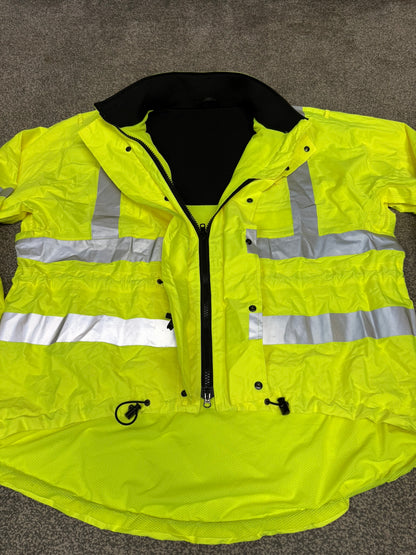 Ex Police Hi Vis Waterproof Cycling Jacket Cycle Coat Scooped Security Walking - XXL
