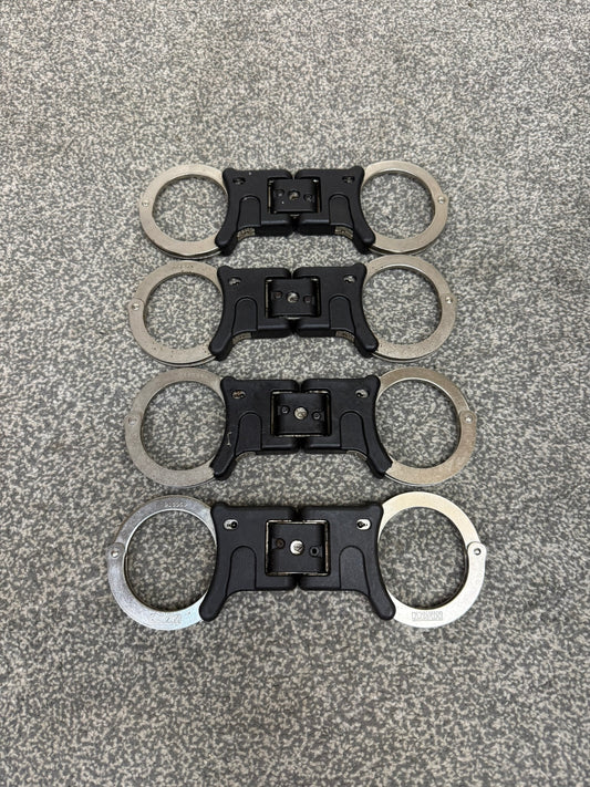 4x Ex Police Hiatt Folding Handcuffs Job Lot Cuffs Spares Repair Film Props