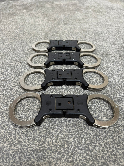 4x Ex Police Hiatt Folding Handcuffs Job Lot Cuffs Spares Repair Film Props