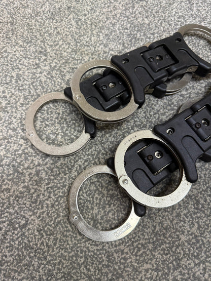 4x Ex Police Hiatt Folding Handcuffs Job Lot Cuffs Spares Repair Film Props