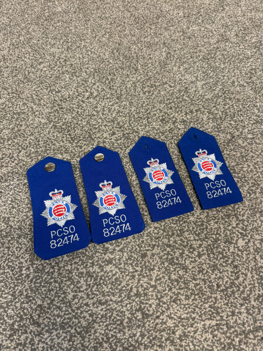 Essex Police PCSO Shoulder Epaulettes Collector Memorabilia Display - 2x Pairs!