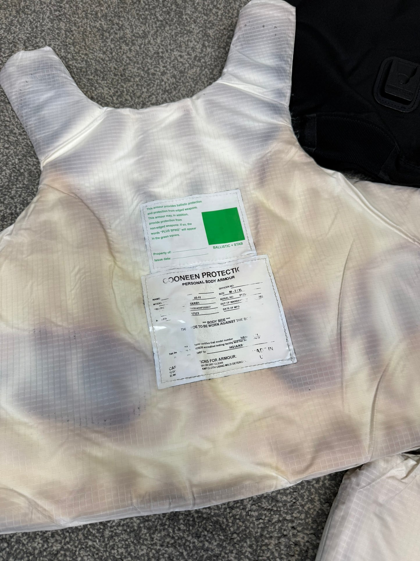 Ex Police Black Cooneen Body Armour Vest Anti Stab & Ballistic HG1A & KR1 Security - MEDIUM