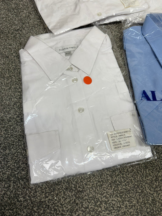 8x Ex Police Female Ladies Shirt Job Lot White & Blue Uniform Shirts