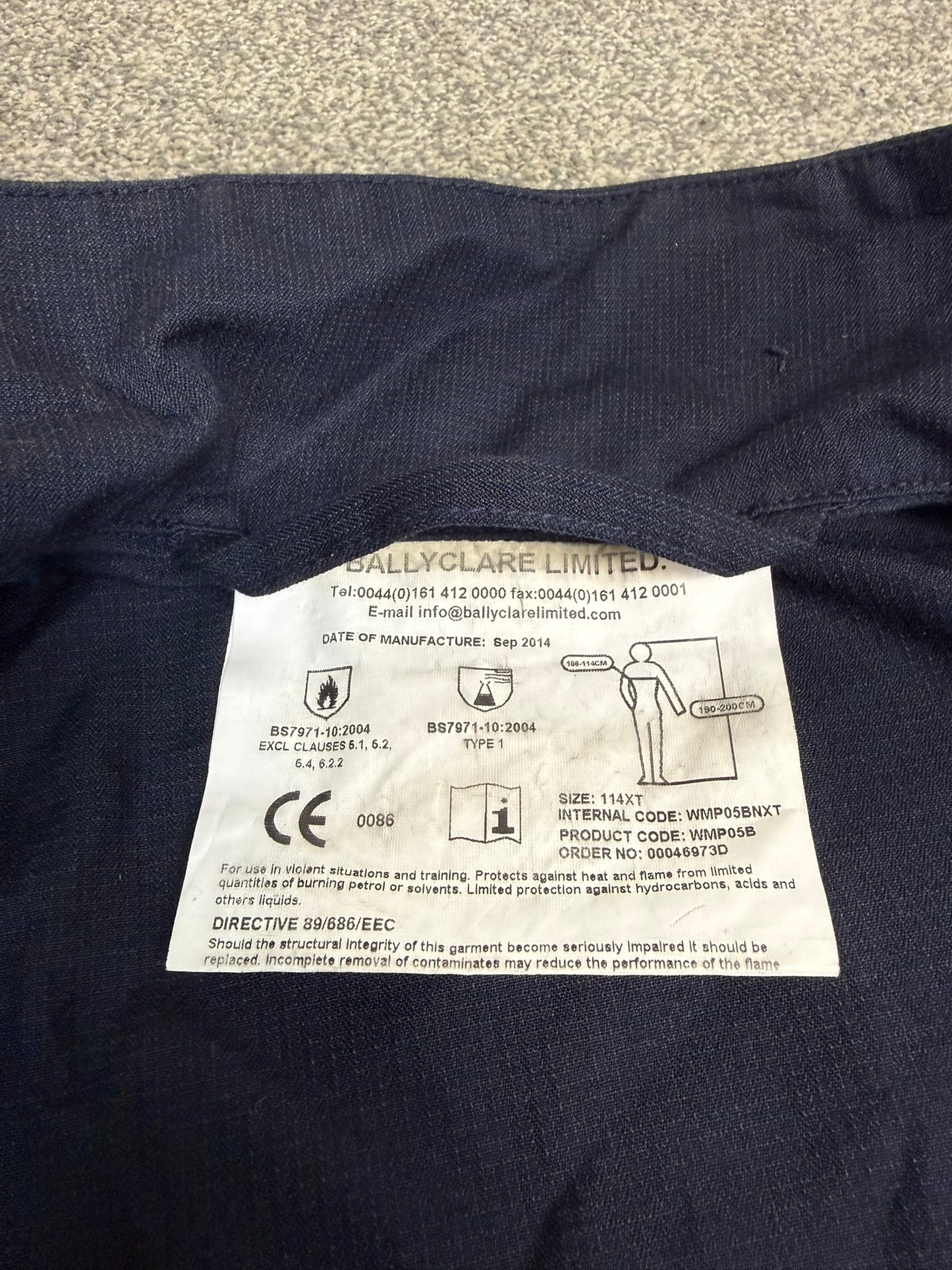 Ex Police Ballyclare Flame Retardant 2 Piece Riot Overall Coverall