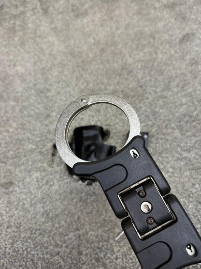 Ex Police Folding Hiatt Handcuffs Hinged Cuffs Pouch & Key Security Collectable
