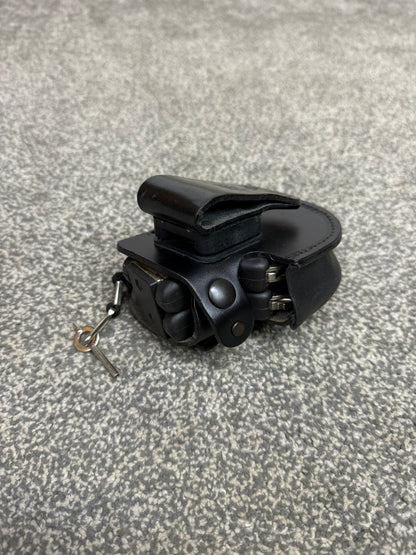 Ex Police Folding Hiatt Handcuffs Hinged Cuffs Pouch & Key Security Collectable