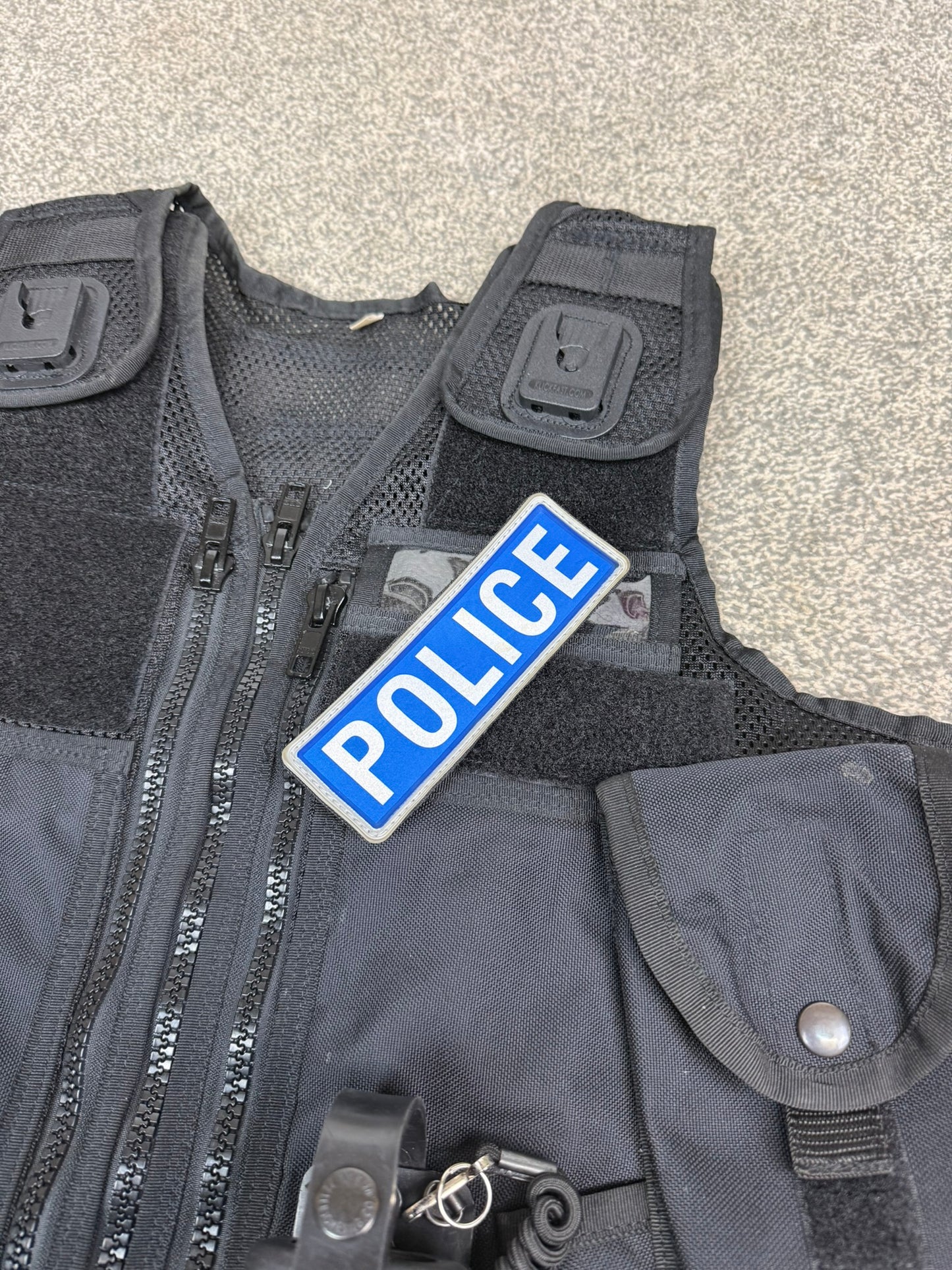 Ex Police Black Arktis Tactical Utility Vest & Pouches BADGED Security Airsoft