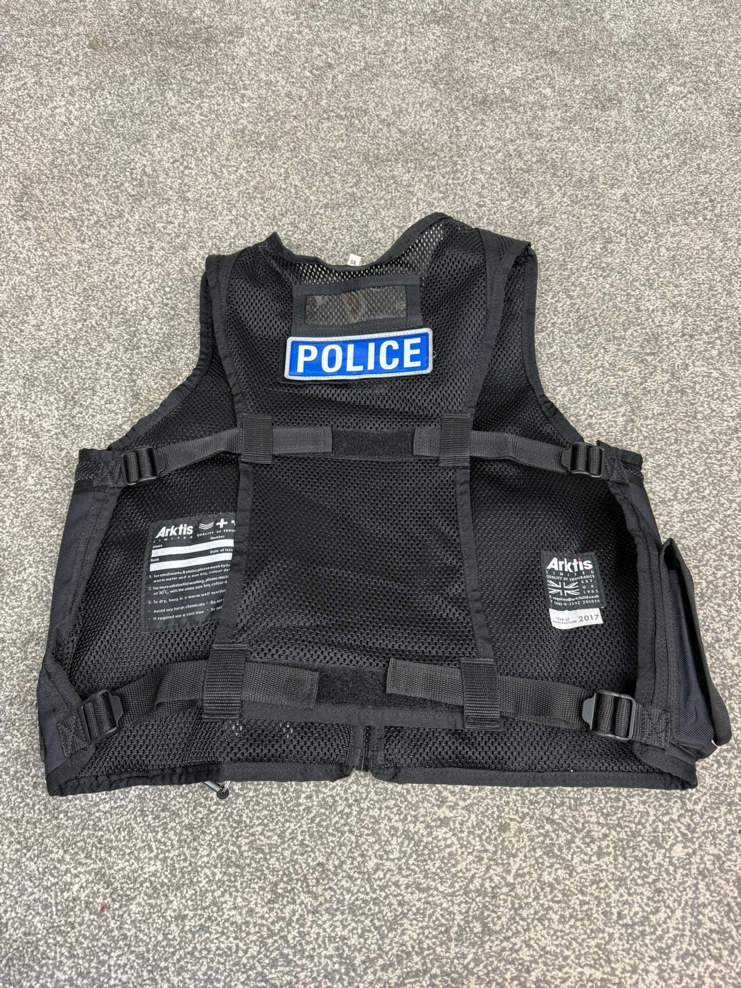 Ex Police Black Arktis Tactical Utility Vest & Pouches BADGED Security Airsoft