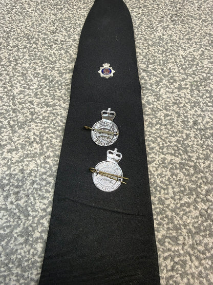 Ex Essex Police Clip On Tie & 2x Lapel Badges Collector Memorabilia Display Uniform