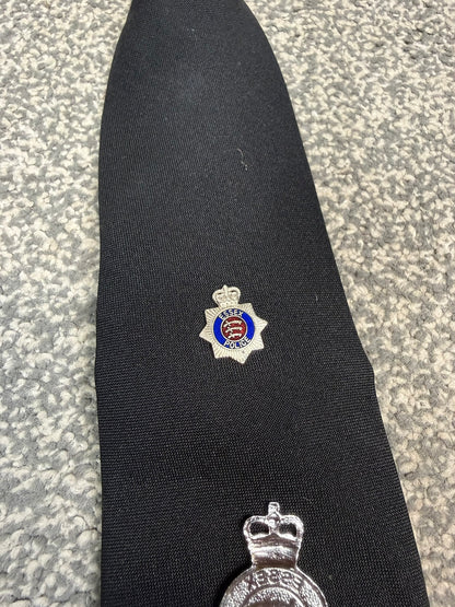 Ex Essex Police Clip On Tie & 2x Lapel Badges Collector Memorabilia Display Uniform