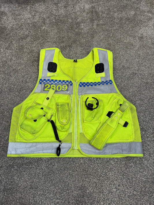 Ex Police Protec Tactical Vest Hi Vis Chequered Security Utility Patrol Vest MEDIUM