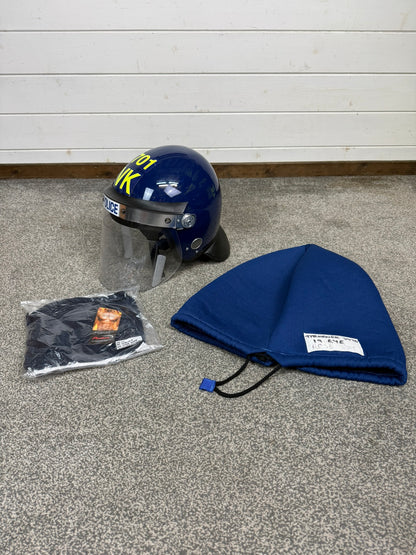 Ex Police Defender Riot Helmet Hood & Bag TV Film Collectable Display 58-59cm