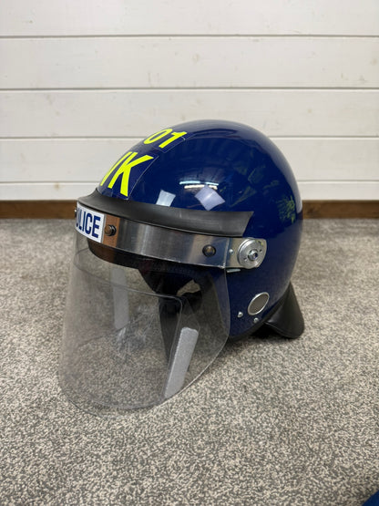 Ex Police Defender Riot Helmet Hood & Bag TV Film Collectable Display 58-59cm
