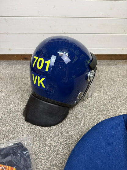 Ex Police Defender Riot Helmet Hood & Bag TV Film Collectable Display 58-59cm
