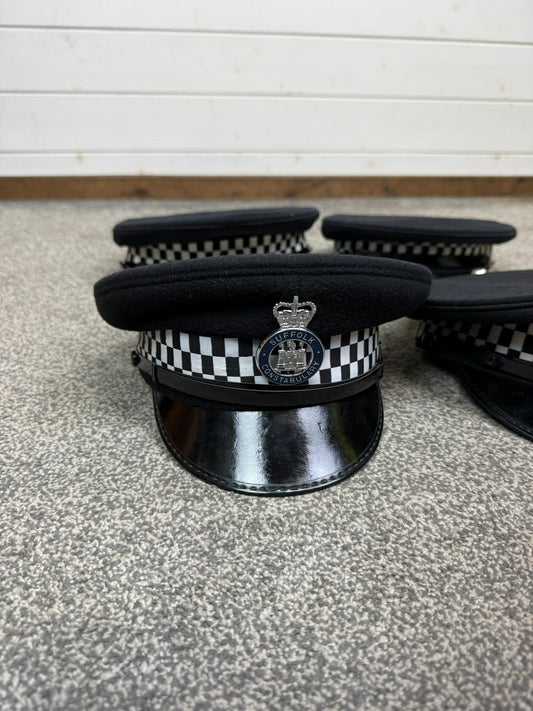 4x Ex Police Peak Cap Job Lot Theatre Headwear Uniform Film Prop Lot