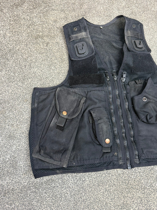 Ex Police Black Utility Vest X Large Equipment Tac Vest Security Patrol Airsoft