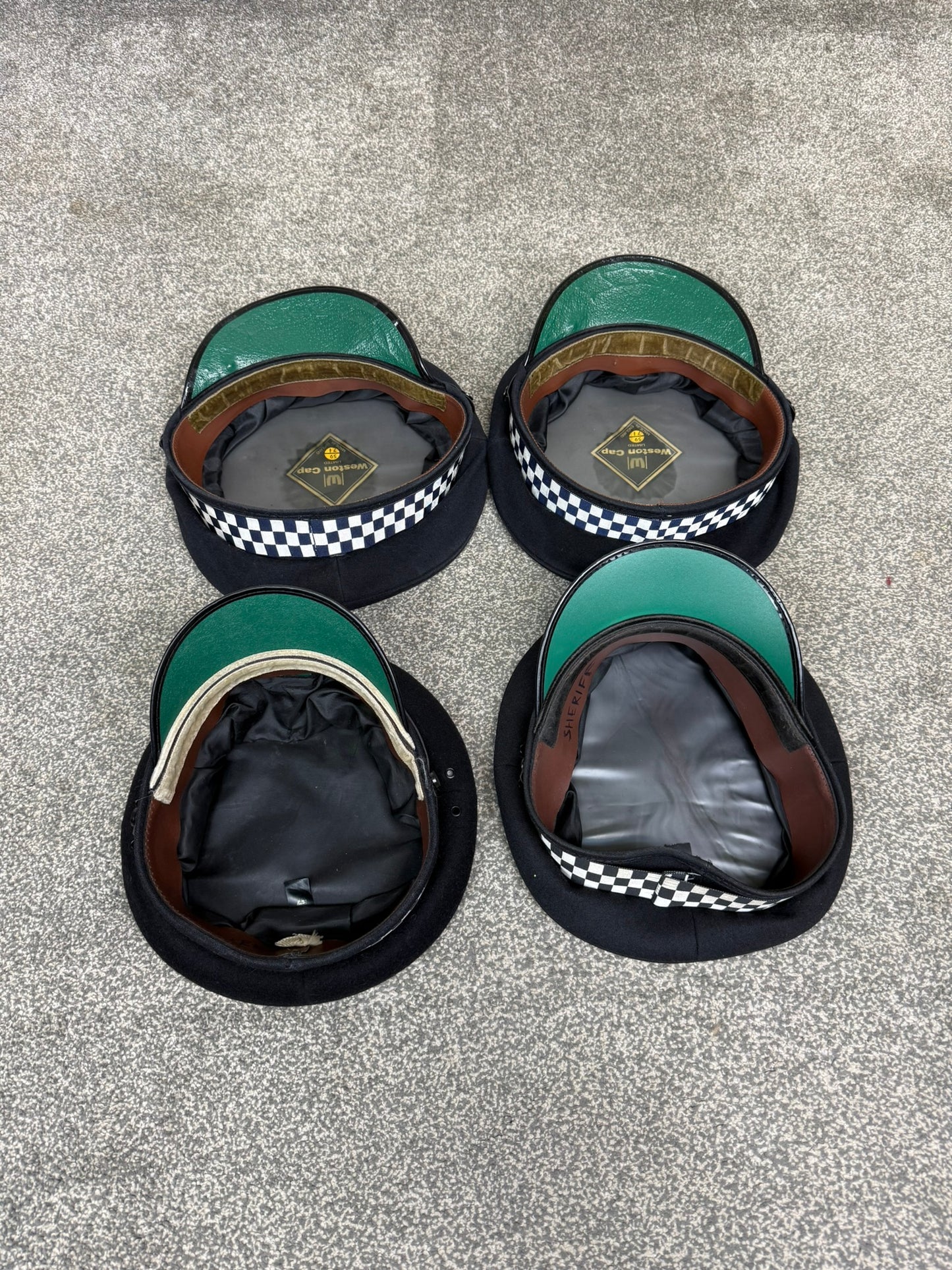 4x Ex Police Peak Cap Job Lot Theatre Headwear Uniform Film Prop Lot