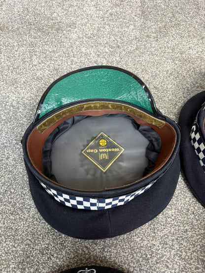 4x Ex Police Peak Cap Job Lot Theatre Headwear Uniform Film Prop Lot