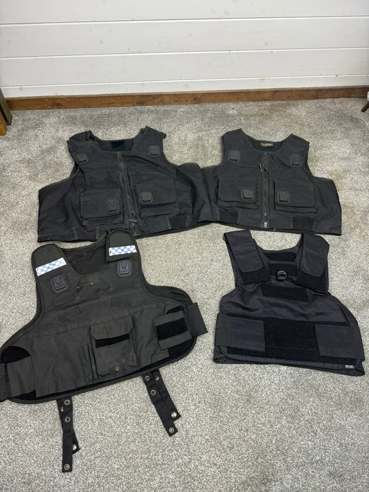 4x Ex Police Body Armour Cover Vest Job Lot Overt & Covert Security Film TV