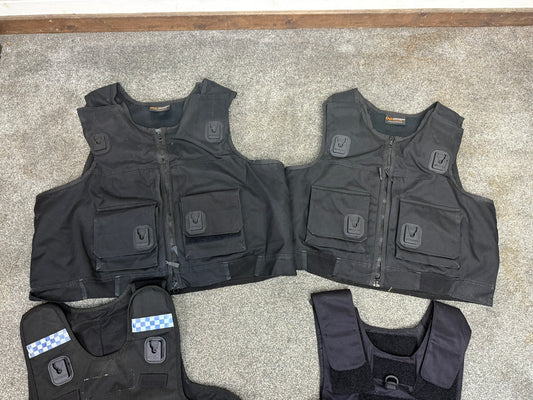 4x Ex Police Body Armour Cover Vest Job Lot Overt & Covert Security Film TV
