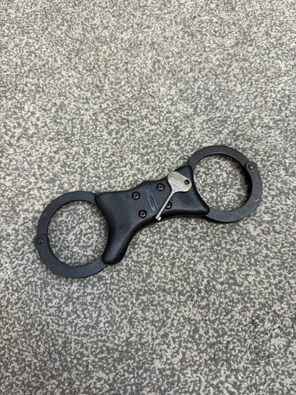 Ex Police Handcuffs Black Quik-Kuf Cuffs With Key Security Collectible Memorabilia Restraint