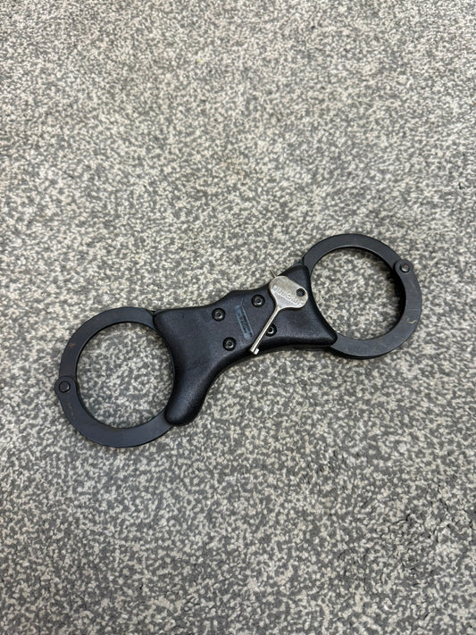 Ex Police Handcuffs Black Quik-Kuf Cuffs With Key Security Collectible Memorabilia Restraint