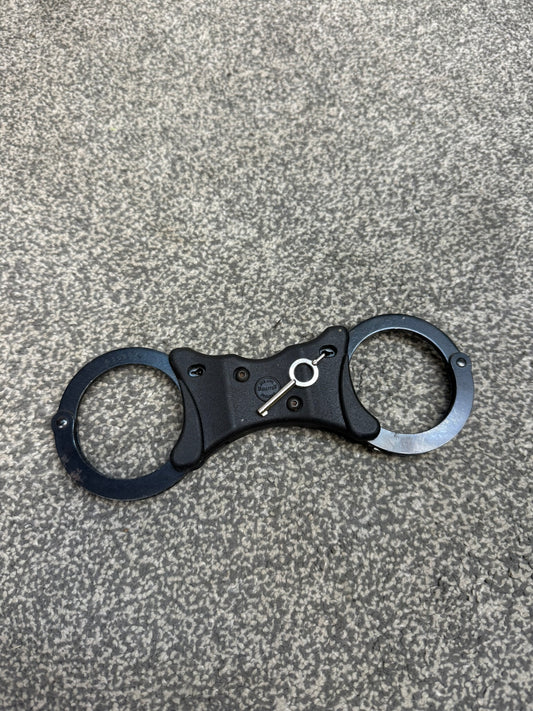 Ex Police Black Hiatt Handcuffs Genuine Cuffs With Key Security Collectable Memorabilia