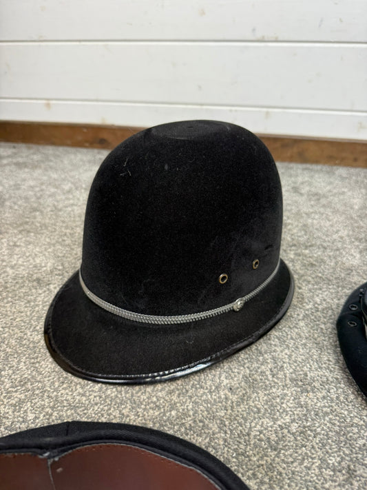4x Ex Police Peak Cap & Bobby Helmet Hat Job Lot Uniform Costume Display