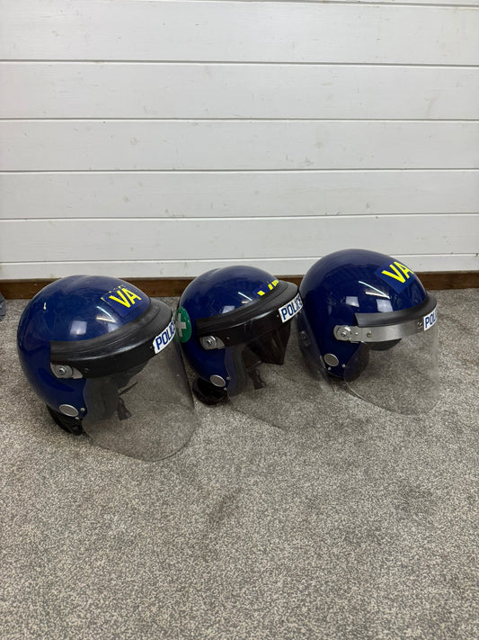 3x Ex Police Riot Helmet Job Lot Spares / Repair Film TV Prop Paintball Airsoft