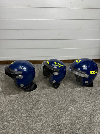 3x Ex Police Riot Helmet Job Lot Spares / Repair Film TV Prop Paintball Airsoft
