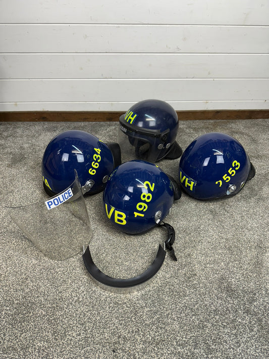 4x Ex Police Riot Helmet Job Lot Spares / Repair Film TV Prop Paintball Airsoft