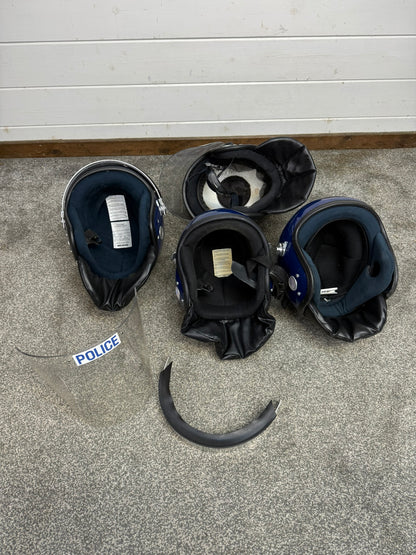 4x Ex Police Riot Helmet Job Lot Spares / Repair Film TV Prop Paintball Airsoft