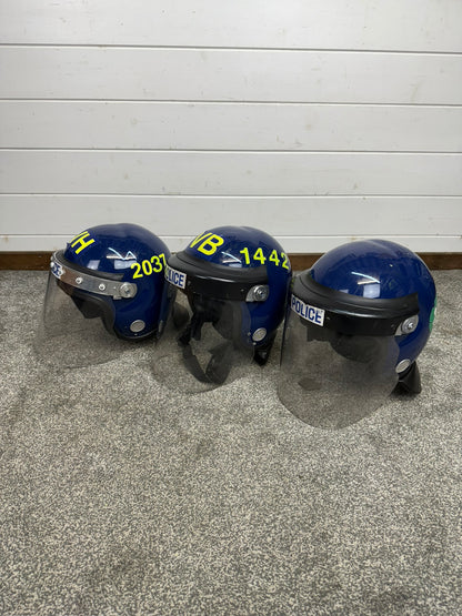 3x Ex Police Riot Helmet Job Lot Spares / Repair Film TV Prop Paintball Airsoft