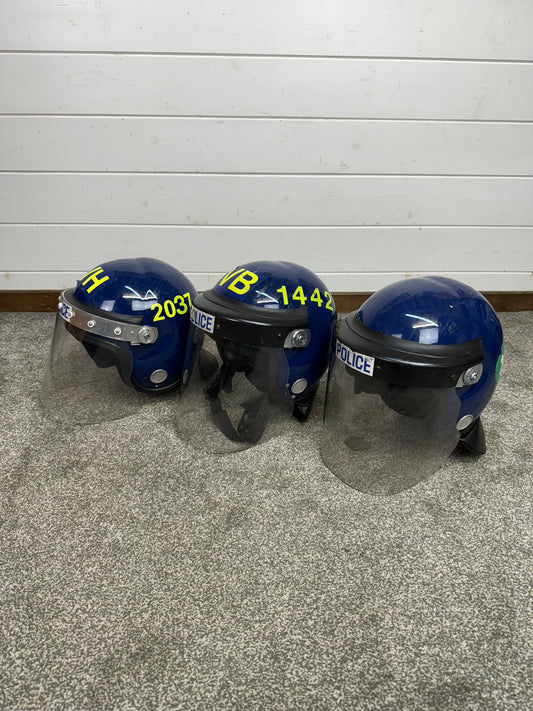 3x Ex Police Riot Helmet Job Lot Spares / Repair Film TV Prop Paintball Airsoft