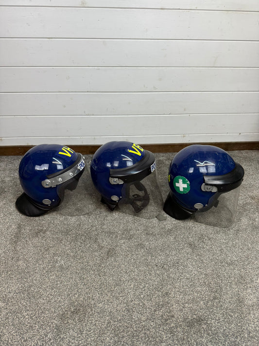 3x Ex Police Riot Helmet Job Lot Spares / Repair Film TV Prop Paintball Airsoft