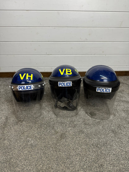 3x Ex Police Riot Helmet Job Lot Spares / Repair Film TV Prop Paintball Airsoft