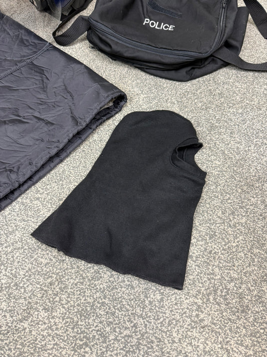 Ex Police Defender Riot Helmet 58-59cm Fleece & Carry Bag & Hood Genuine Collectable