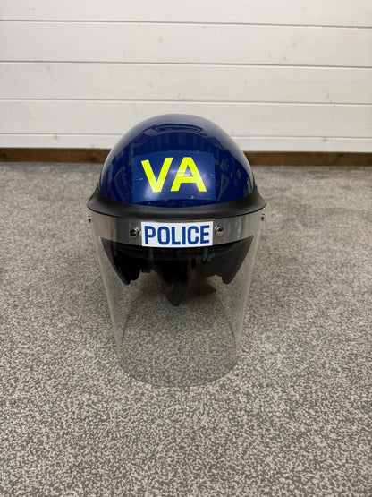 Ex Police Defender Riot Helmet 58-59cm Fleece & Carry Bag & Hood Genuine Collectable