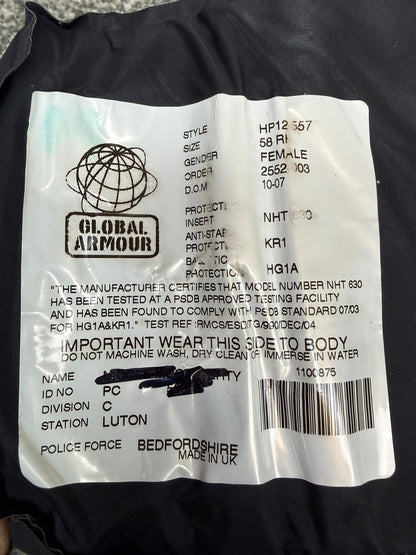 Ex Police Female Body Armour Vest MEDIUM Anti Stab & Ballistic HG1A / KR1 Security