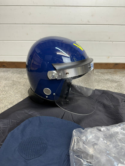 Ex Police Riot Helmet Fleece Bag & Hood Genuine Obsolete Collectable Display