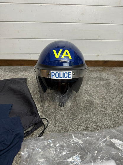 Ex Police Riot Helmet Fleece Bag & Hood Genuine Obsolete Collectable Display