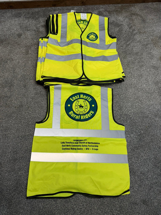 30x High Vis Vest Job Lot East Herts Horse Riding Safety Vests - Medium